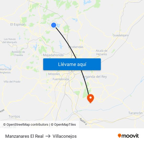 Manzanares El Real to Villaconejos map