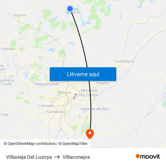Villavieja Del Lozoya to Villaconejos map