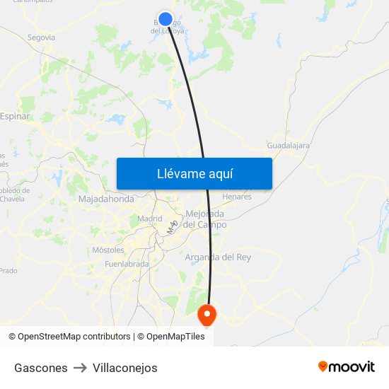 Gascones to Villaconejos map