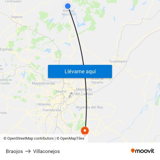 Braojos to Villaconejos map