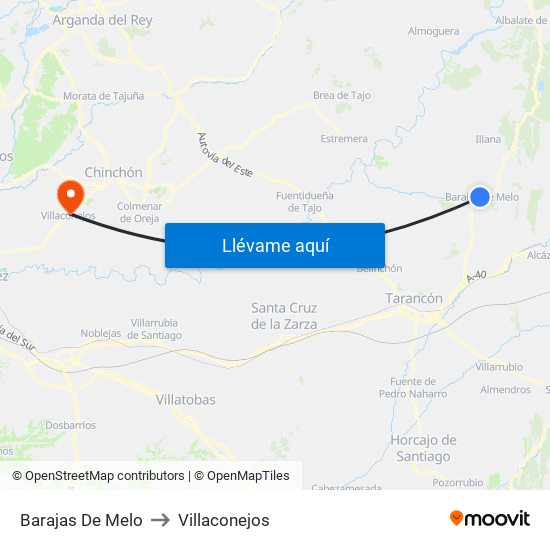 Barajas De Melo to Villaconejos map