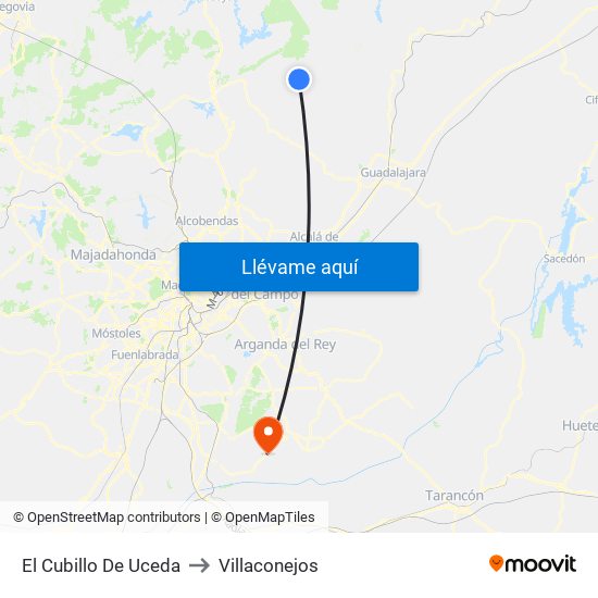 El Cubillo De Uceda to Villaconejos map