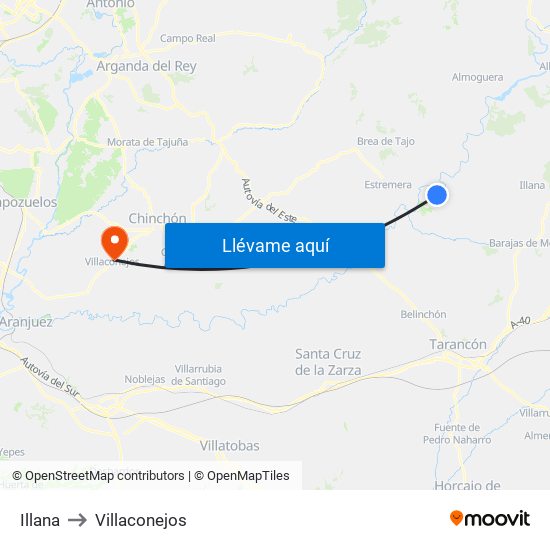 Illana to Villaconejos map