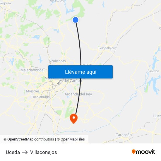 Uceda to Villaconejos map