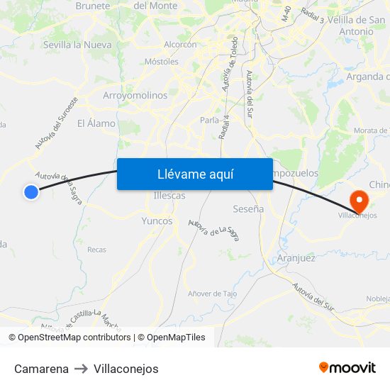 Camarena to Villaconejos map