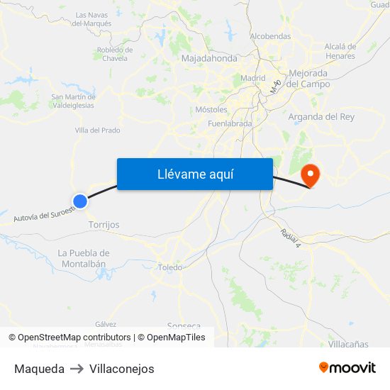 Maqueda to Villaconejos map