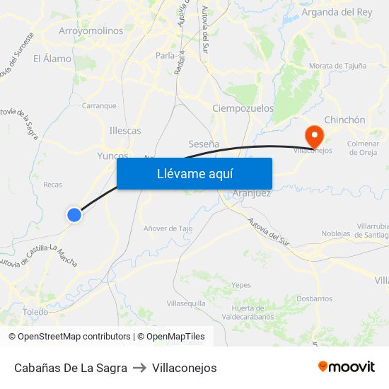 Cabañas De La Sagra to Villaconejos map