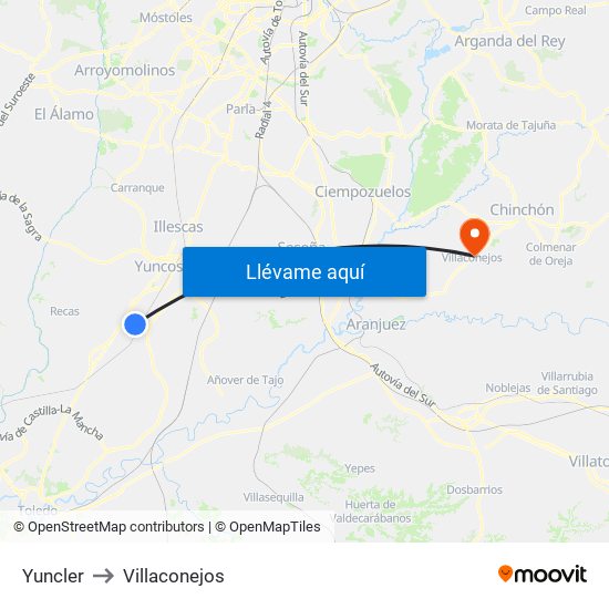 Yuncler to Villaconejos map