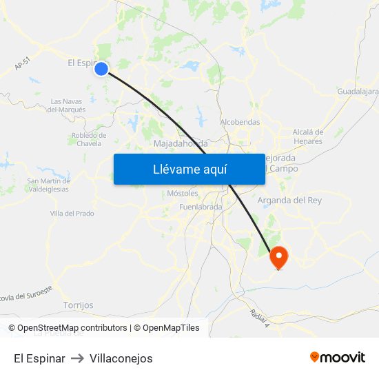 El Espinar to Villaconejos map