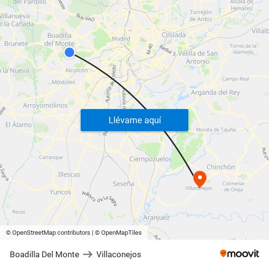 Boadilla Del Monte to Villaconejos map