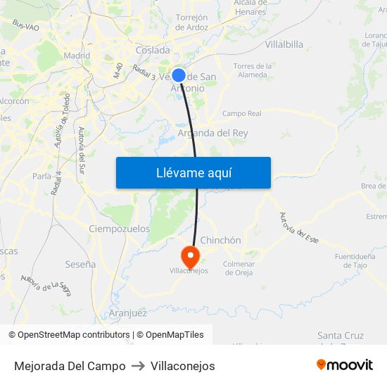 Mejorada Del Campo to Villaconejos map