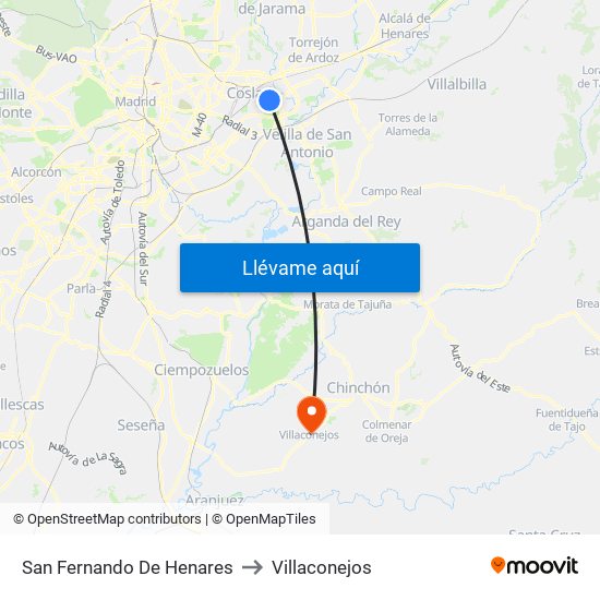 San Fernando De Henares to Villaconejos map