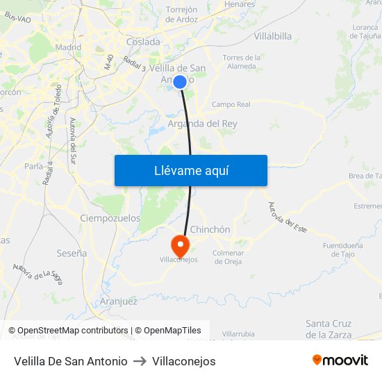 Velilla De San Antonio to Villaconejos map