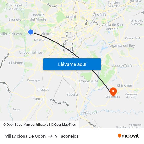 Villaviciosa De Odón to Villaconejos map