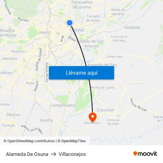 Alameda De Osuna to Villaconejos map