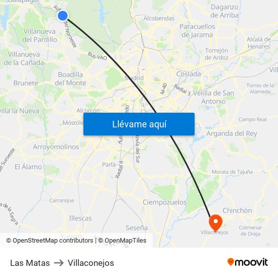 Las Matas to Villaconejos map