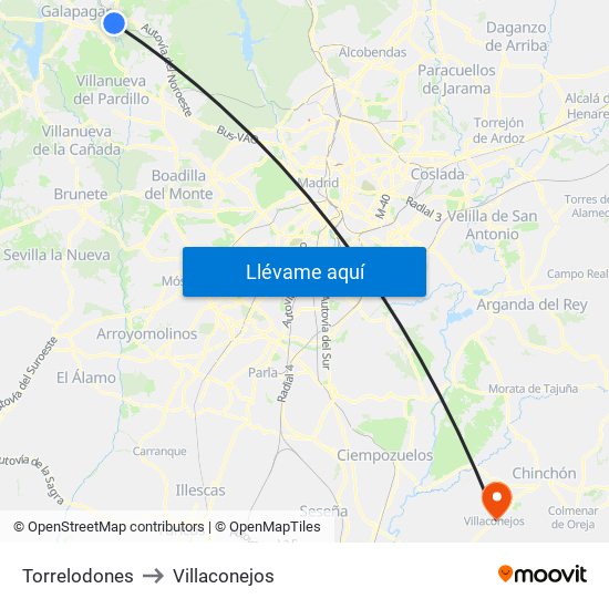 Torrelodones to Villaconejos map