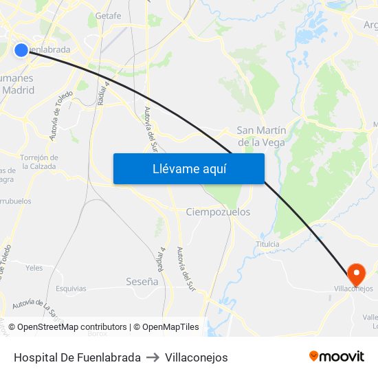 Hospital De Fuenlabrada to Villaconejos map