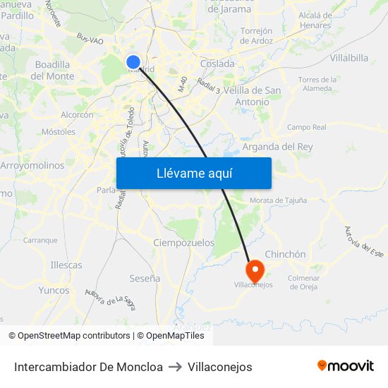 Intercambiador De Moncloa to Villaconejos map