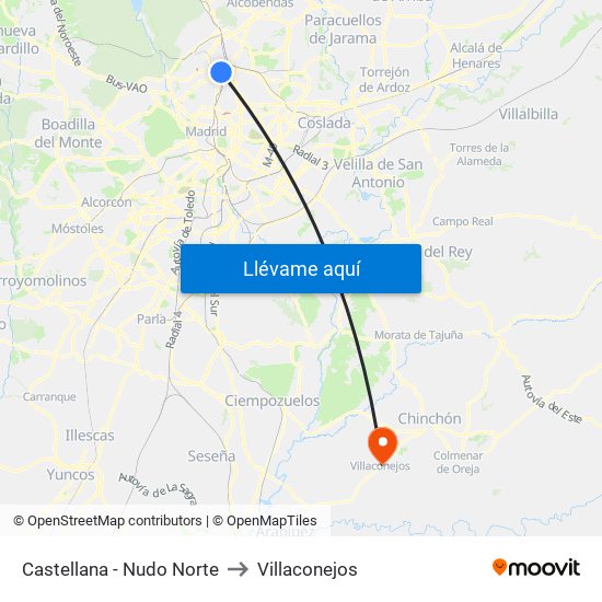Castellana - Nudo Norte to Villaconejos map