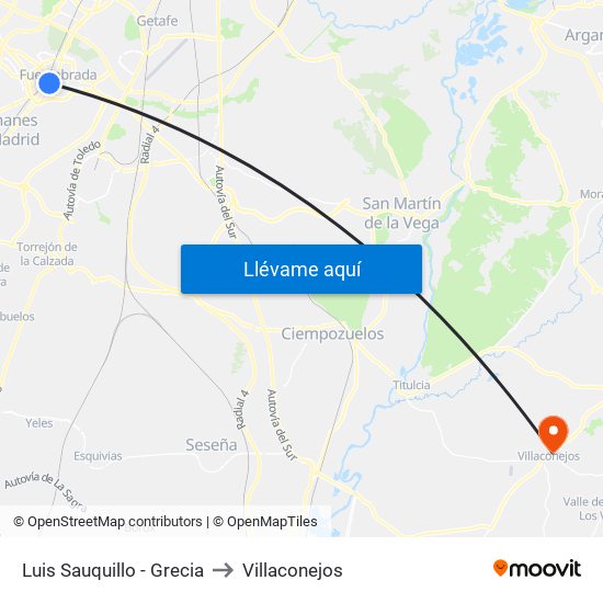 Luis Sauquillo - Grecia to Villaconejos map