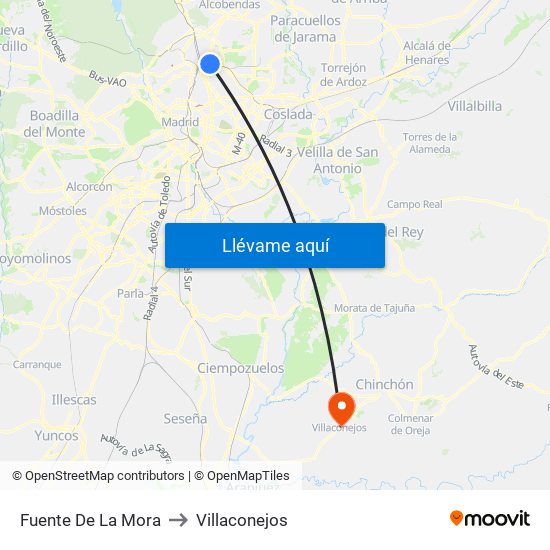 Fuente De La Mora to Villaconejos map