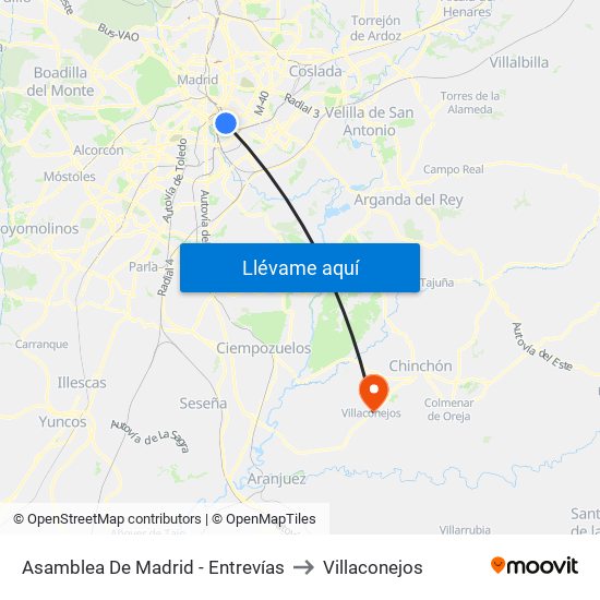 Asamblea De Madrid - Entrevías to Villaconejos map