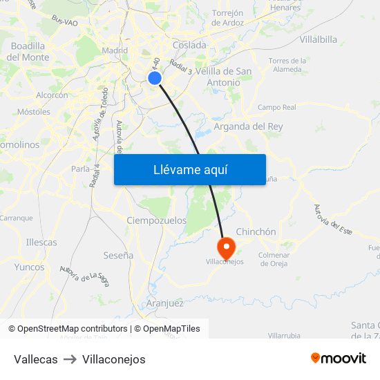 Vallecas to Villaconejos map