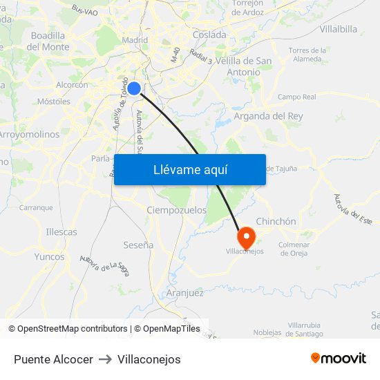Puente Alcocer to Villaconejos map