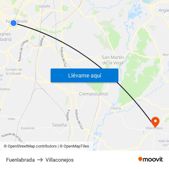 Fuenlabrada to Villaconejos map