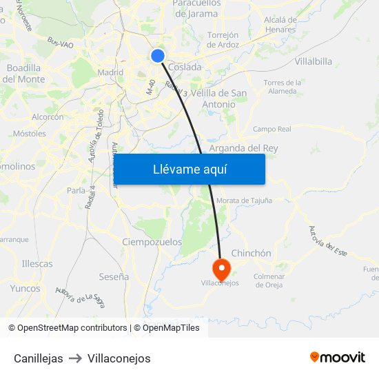 Canillejas to Villaconejos map