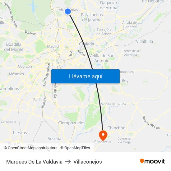 Marqués De La Valdavia to Villaconejos map
