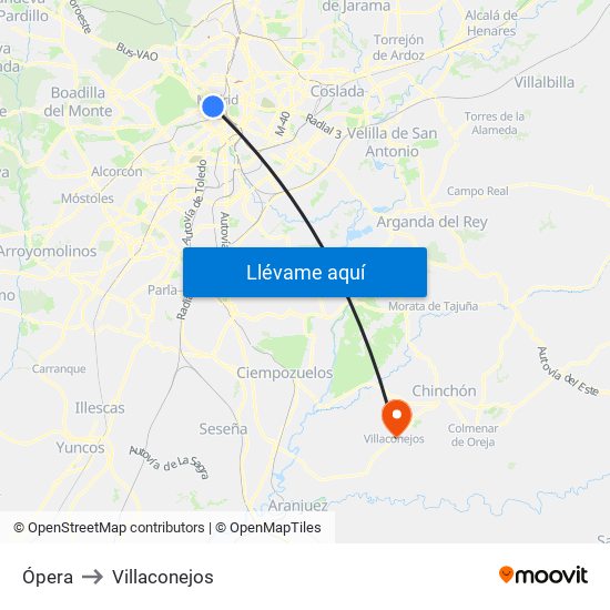 Ópera to Villaconejos map