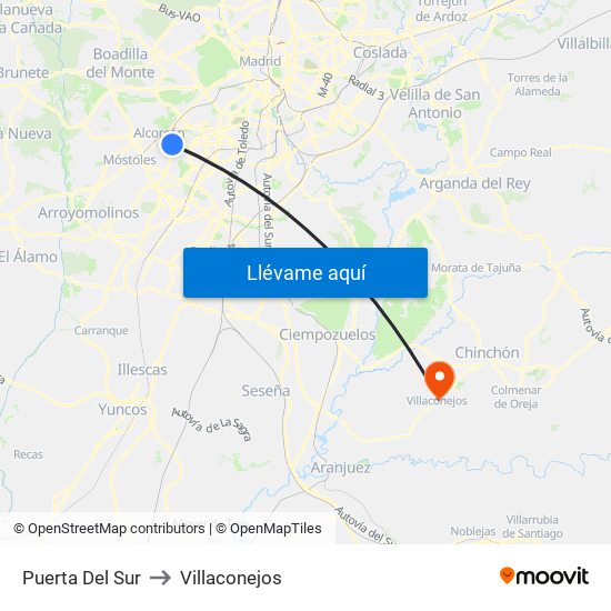 Puerta Del Sur to Villaconejos map