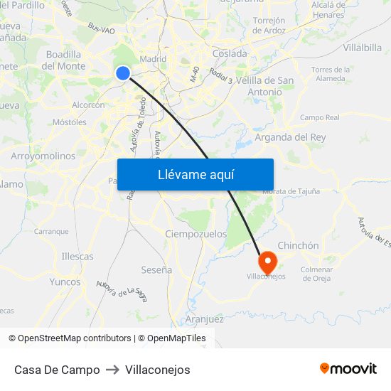 Casa De Campo to Villaconejos map