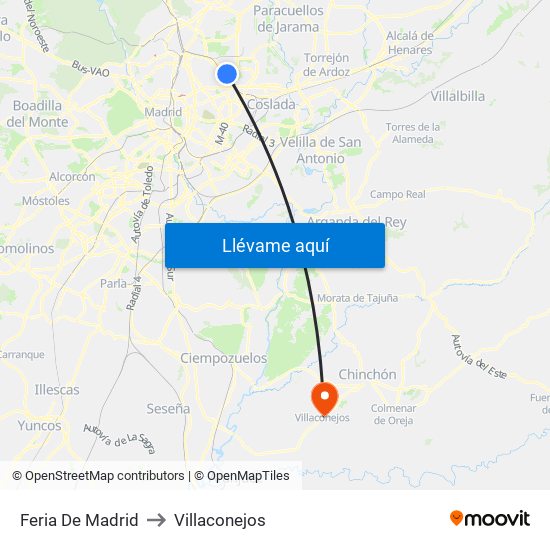Feria De Madrid to Villaconejos map