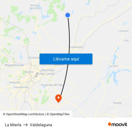 La Mierla to Valdelaguna map