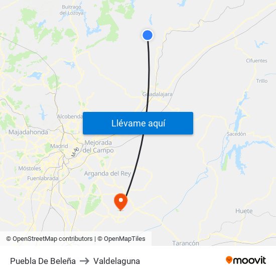 Puebla De Beleña to Valdelaguna map