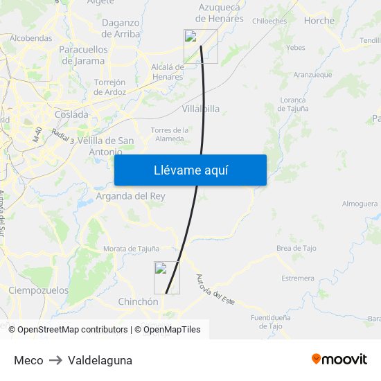 Meco to Valdelaguna map
