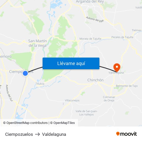 Ciempozuelos to Valdelaguna map