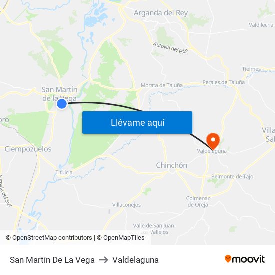 San Martín De La Vega to Valdelaguna map
