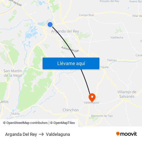 Arganda Del Rey to Valdelaguna map