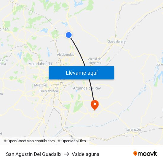 San Agustín Del Guadalix to Valdelaguna map