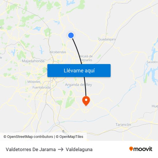 Valdetorres De Jarama to Valdelaguna map