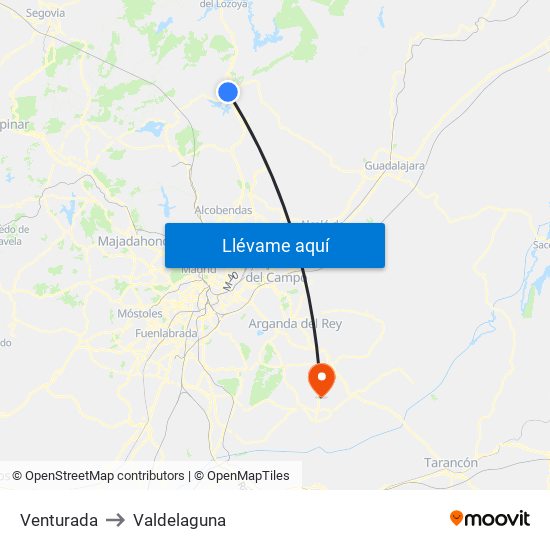 Venturada to Valdelaguna map