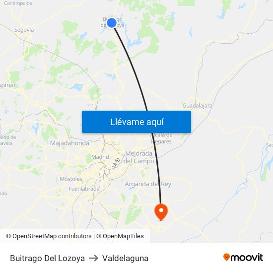Buitrago Del Lozoya to Valdelaguna map