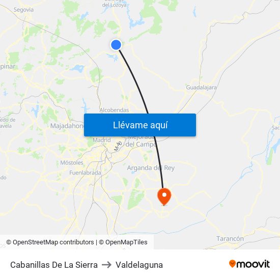 Cabanillas De La Sierra to Valdelaguna map