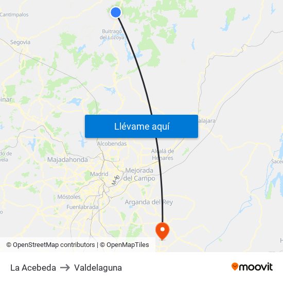 La Acebeda to Valdelaguna map