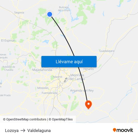 Lozoya to Valdelaguna map