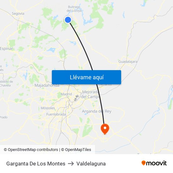 Garganta De Los Montes to Valdelaguna map
